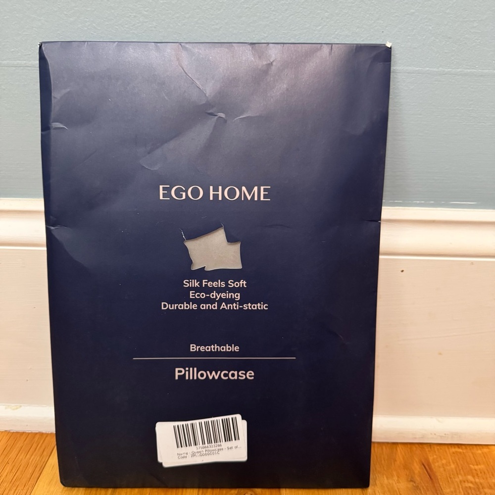 EGO HOME Silky Soft Queen Pillowcase Set of 2 Gray Eco-Friendly Breathable NEW